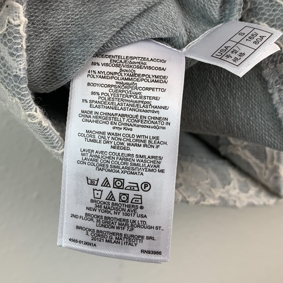 Vintage Brooks Brothers dove gray & lace back zip top elegant professional EUC - Picture 9 of 9